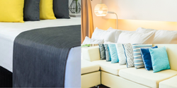 Commercial Hotel Decorator Cushions, Bed Runners and Villa Metalasse Coverlets and Pillowcases