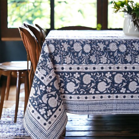 Resort Indigo Tablecloth Block Print