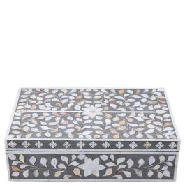 5 Star Mother of Pearl Inlay Box Floral Taupe