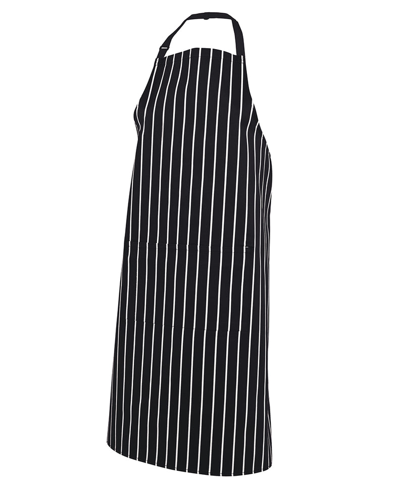 Bib Stripe Apron Black White with Pocket