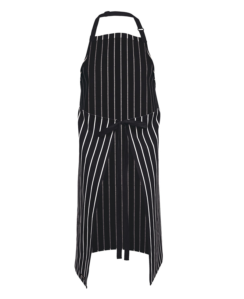 Bib Stripe Apron Black White with Pocket