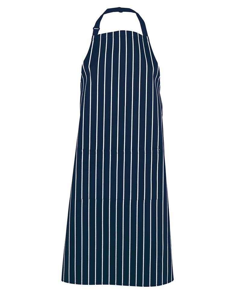 Bib Striped Apron Navy White with Pocket