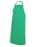 Bib Stripe Apron Pea Green White with Pocket