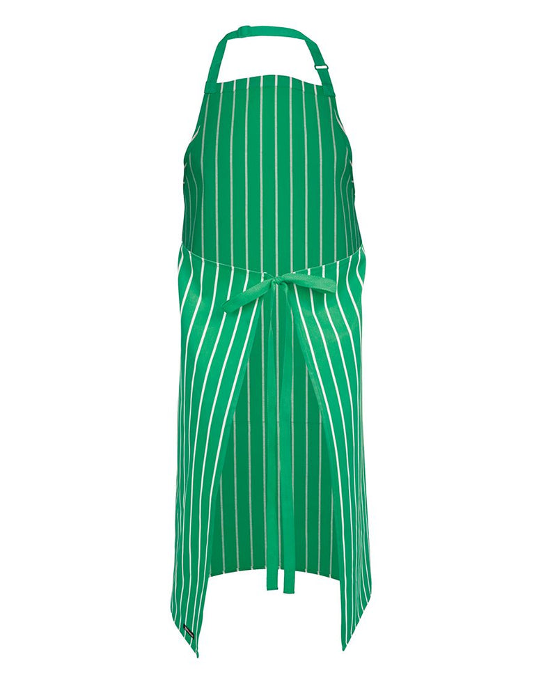 Bib Stripe Apron Pea Green White with Pocket