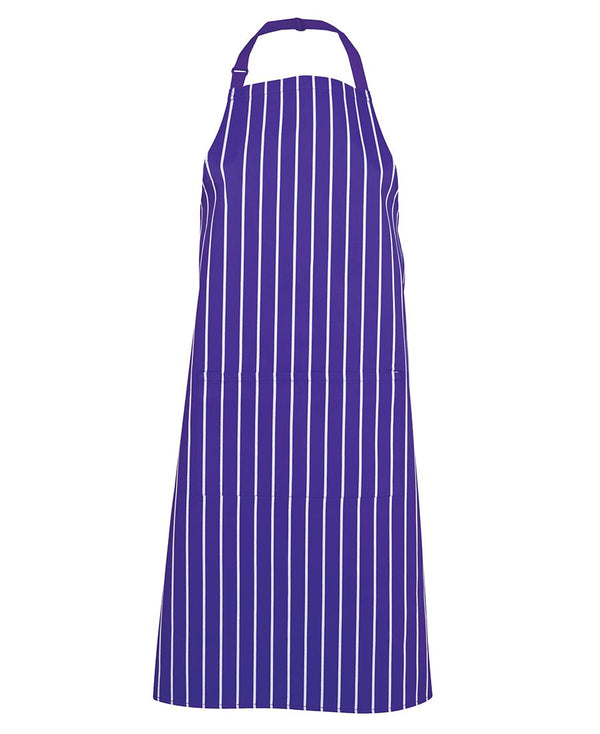Bib Striped Apron Purple White with Pocket