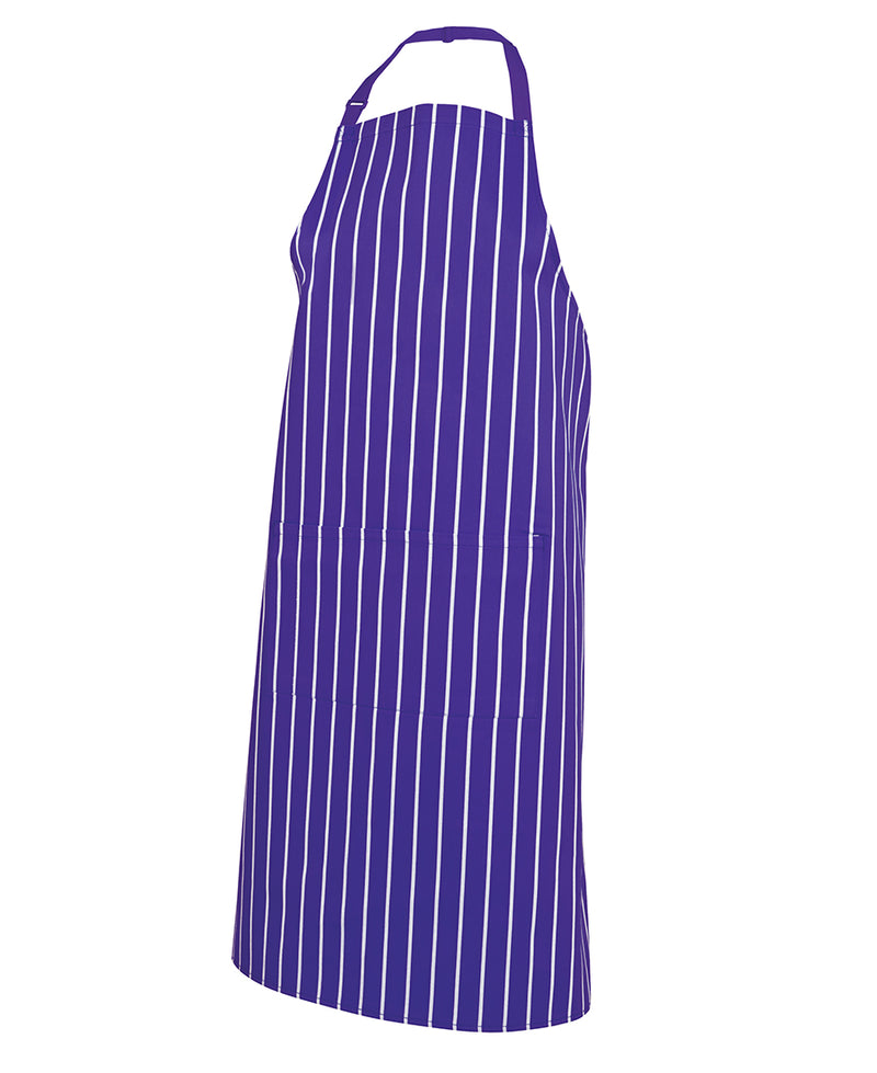 Bib Striped Apron Purple White with Pocket