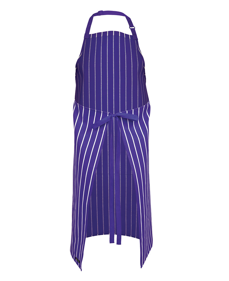 Bib Striped Apron Purple White with Pocket