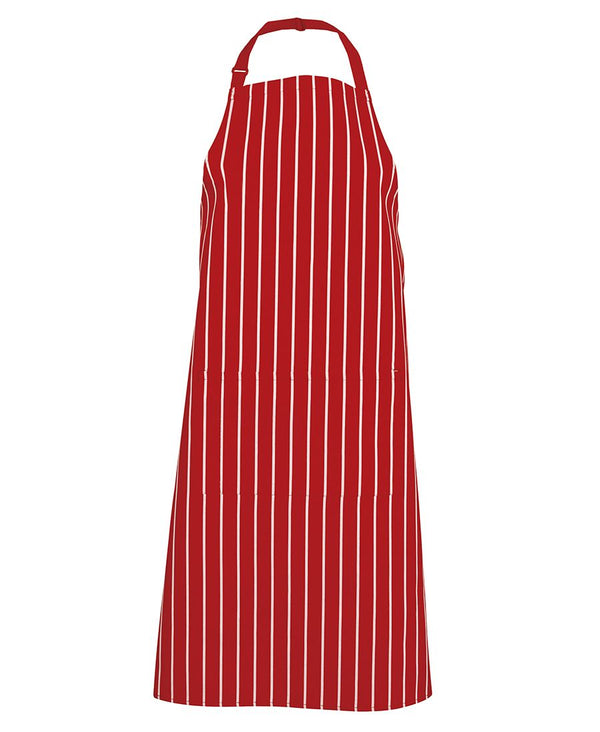 Bib Striped Apron Red White with Pocket