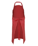 Bib Striped Apron Red White with Pocket