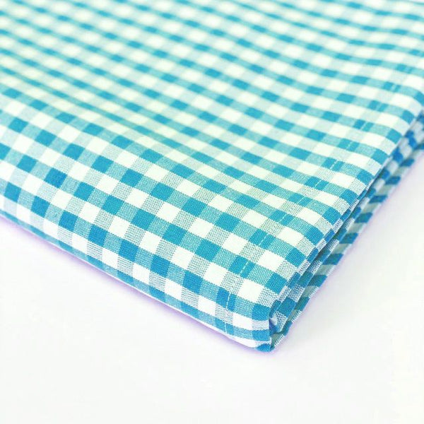 Gingham Check Turquoise Tablecloth