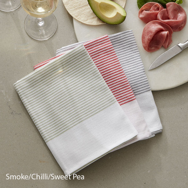 Thirsty Tea Towels Set of 3 Smoke Chilli Sweetpea