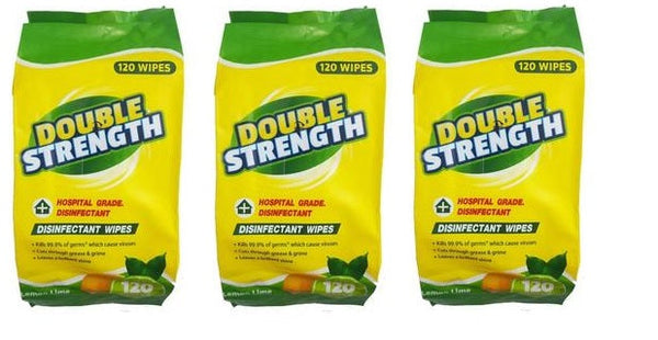 Disinfectant Wipes Double Strength 120 Wipes x 3 Packs