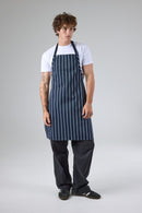 Professional Classic Bib Apron Navy with White Stripes