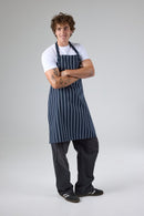 Professional Classic Bib Apron Navy with White Stripes