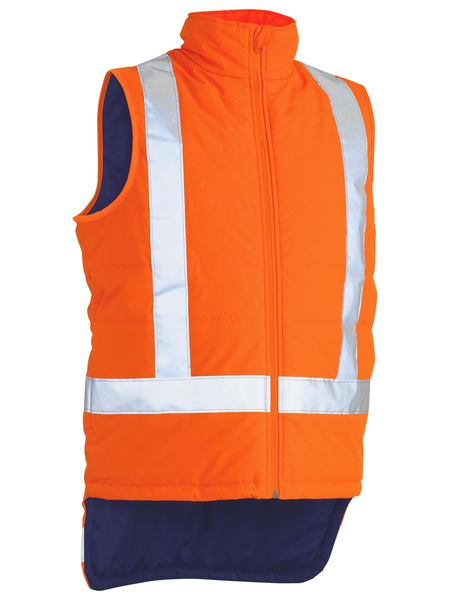 Taped Orange Hi Vis Puffer Vest With X Back For Men