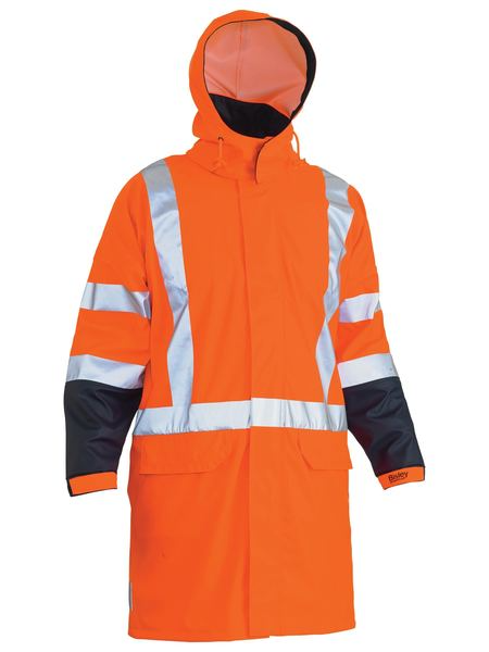 Orange X Taped PU Rain Coat For Men