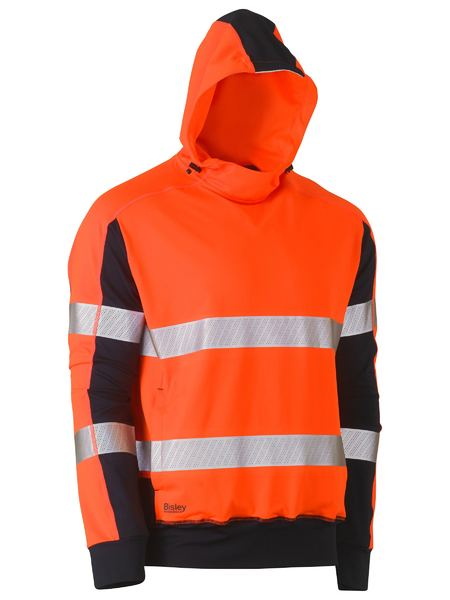 Taped Two Tone Hi Vis Contrast 4 Way Stretchy Hoodie For Men