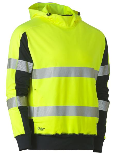 Taped Two Tone Hi Vis Contrast 4 Way Stretchy Hoodie For Men