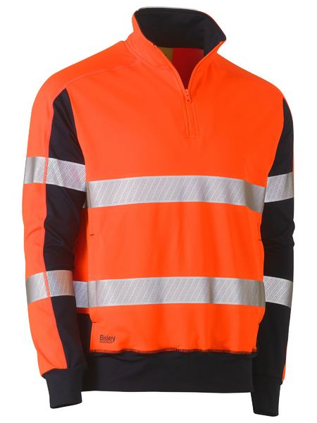 Taped Two Tone Hi Vis Contrast Stretchy 1/4 Zip Pullover For Men