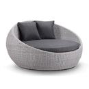 Newport Outdoor Round Wicker Daybed - Grey and Denim Cushions