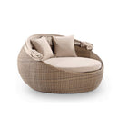Newport Outdoor Round Wicker Daybed with Canopy - Wheat and Sand Cushions