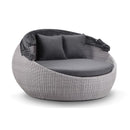 Newport Outdoor Round Wicker Daybed with Canopy - Grey and Denim Cushions