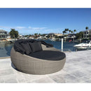 Large Newport Outdoor Round Wicker with Canopy - Grey and Denim Cushions