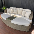 Noosa Outdoor Modular 4 Piece Daybed in Half Round Wicker - Wheat and Cream Cushions