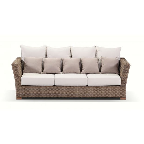 Coco 3 Seater - Spacious 3 Seat Daybed In Outdoor Rattan Wicker - Wheat and Cream Cushions