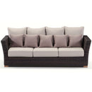 Coco 3 Seater - Spacious 3 Seat Daybed In Outdoor Rattan Wicker - Chestnut Brown and Latte Cushions