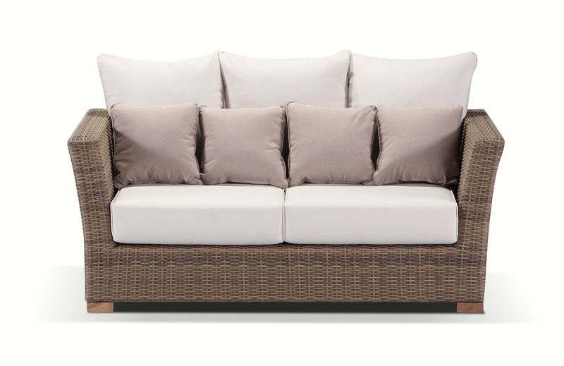 Coco 2 Seater - 2 Seat Daybed In Outdoor Rattan Wicker - Wheat with Cream