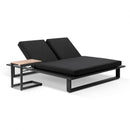 Arcadia Double Aluminium Sun Lounge In Charcoal with Slide Under Side Table