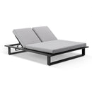 Arcadia Double Aluminium Sun Lounge in Grey with Slide Under Side Table