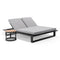Arcadia Double Aluminium Sun Lounge In Charcoal/Grey Cushions with Round Side Table