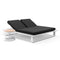 Arcadia Aluminium Sun Lounge In White/ Denim Cushions with Round Side Table