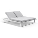 Arcadia Aluminium Sun Lounge In White with Textured Grey Cushions