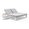 Arcadia Double Aluminium Sun Lounge In White/Textured Grey Cushions with Slide Under Side Table