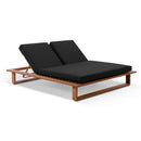 Arcadia Double Aluminium Sun Lounge In Teak Look/Denim Grey Cushions