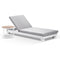 Santori Aluminium Sun Lounge In White/Textured Grey Cushions with White Round Table