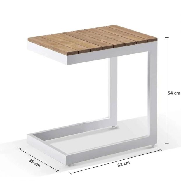 Santori Aluminium Sun Lounge in White with Slide Under Side Table