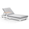 Santori Aluminium Sun Lounge in White/Textured Grey Cushions with Slide Under Side Table
