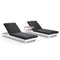 Santori Aluminium Sun Lounge Set In White/ Denim Grey Cushions with Side Table In White