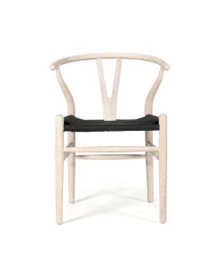 Wishbone Designer Replica Chair – White Coastal Oak with Black Cord