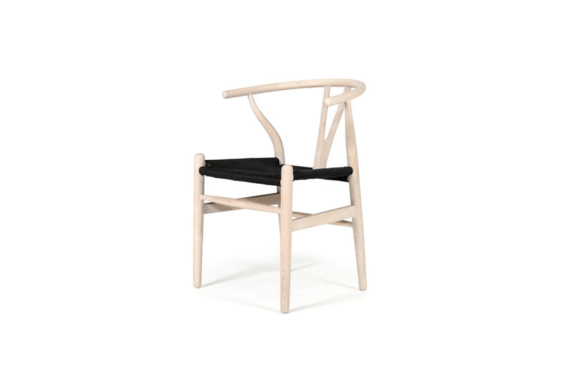 Wishbone Designer Replica Chair – White Coastal Oak with Black Cord