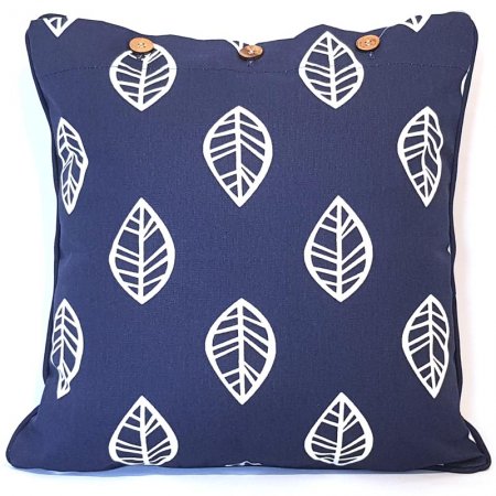 Leaf Cushion Cover Navy White