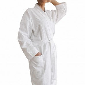 Cloud Waffle Hotel Bath Robe White