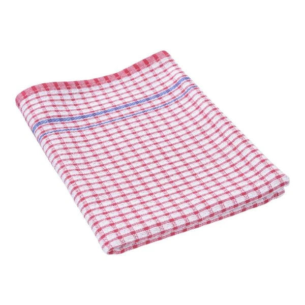 Waffle Check Tea Towel Red Check