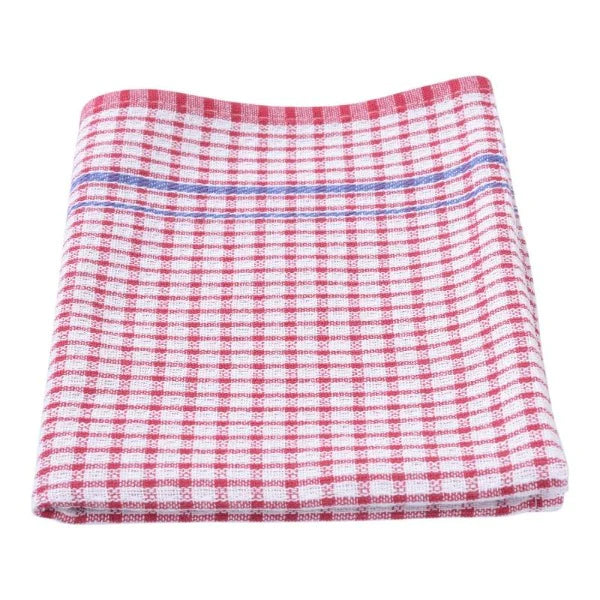 Waffle Check Tea Towel Red Check