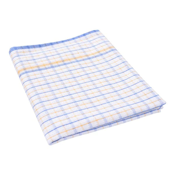 Large Check Tea Towel Blue Yellow Check
