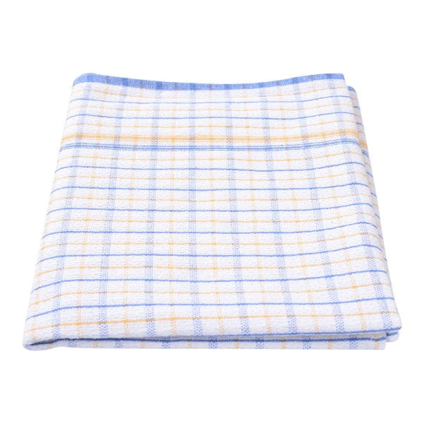 Large Check Tea Towel Blue Yellow Check